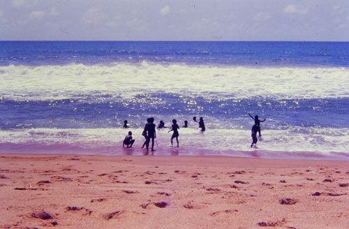 playing in the surf
